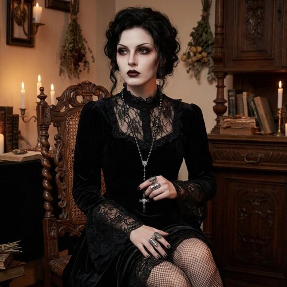 Hematite Beaded Catholic Rosary Prayer Crucifix Silver Tone Gothic Necklace NWOT - Picture 7 of 10